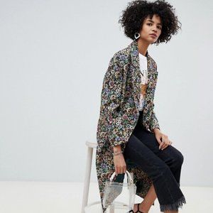 ASOS Design Long Floral Tapestry Coat